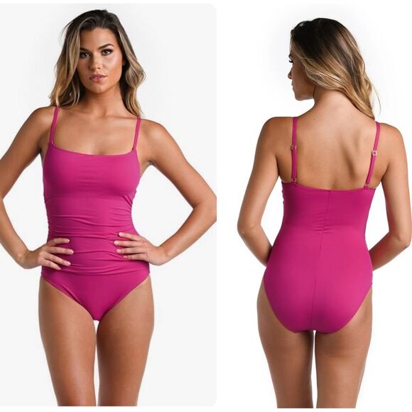 La Blanca Island Goddess One Piece Bathing Suit in Magenta - Picture 1 of 10